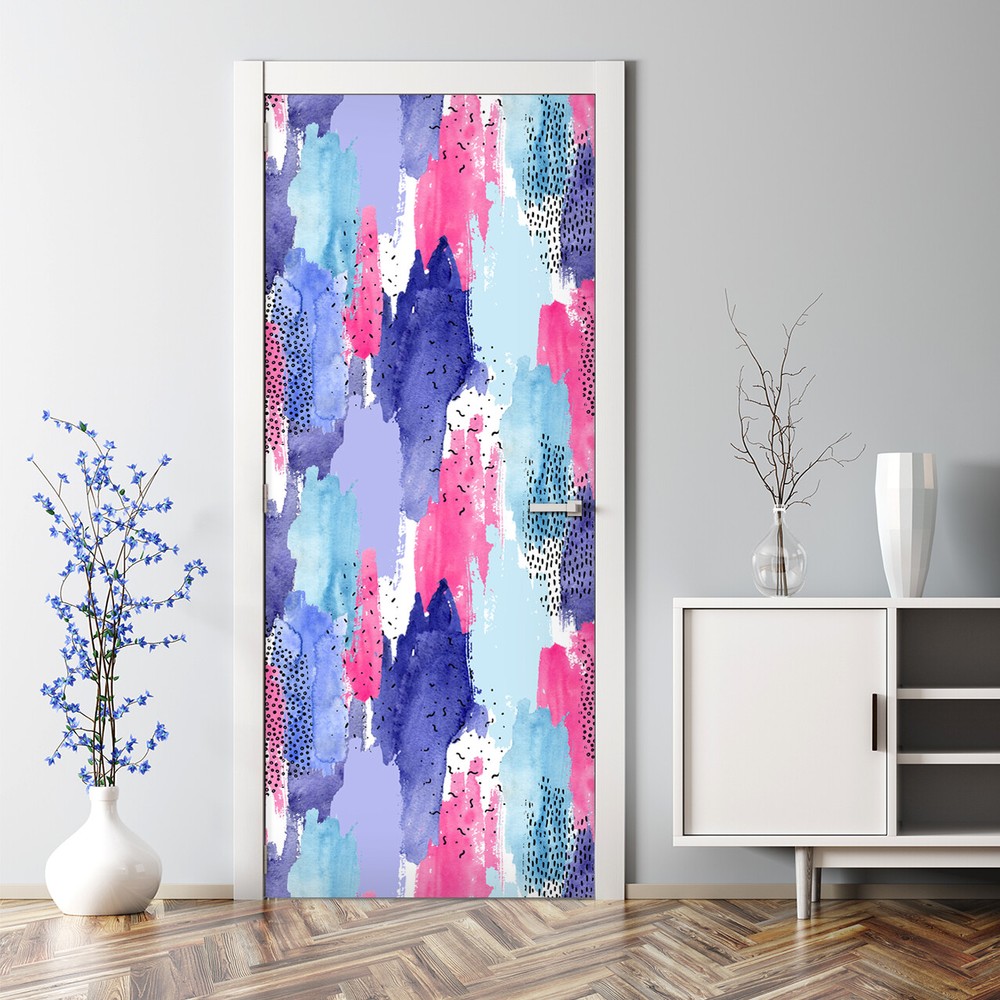 Colourful Abstraction Bubble Free Door sticker Watercolour mural Abstract decor