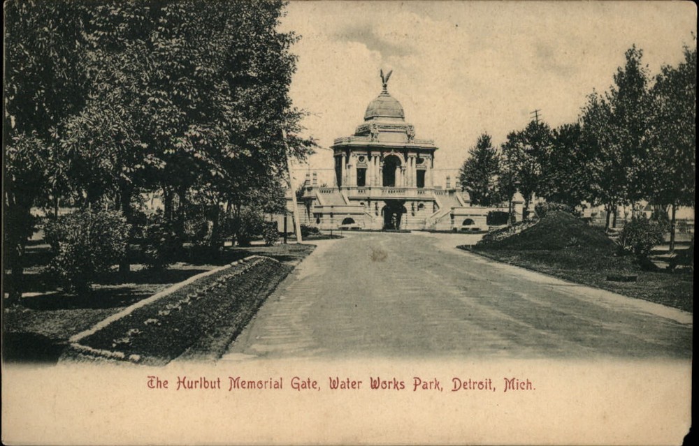 Hurlbut Memorial Gate Water Works Park Detroit Michigan ~ c1905 UDB postcard