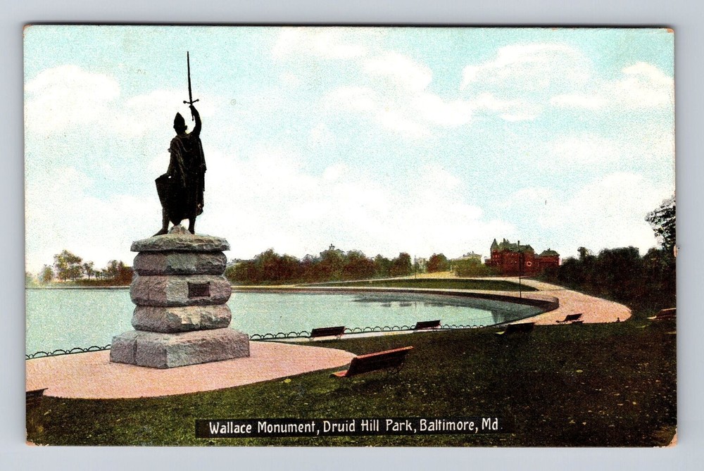 Baltimore MD-Maryland, Wallace Monument, Druid Hill, Antique, Vintage Postcard