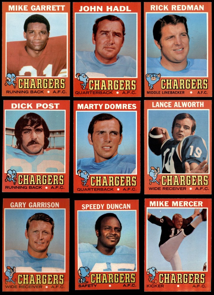 1971 Topps San Diego Chargers Team Set 6 - EX/MT 5043490