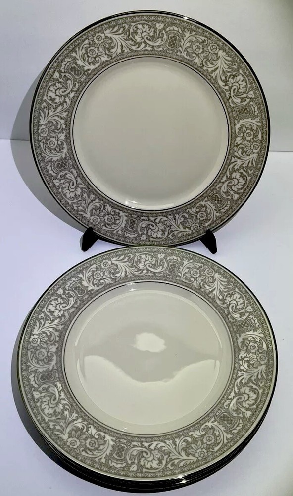Set Of 4 Franciscan Masterpiece China Platinum Renaissance Salad Plates 8 1/2”
