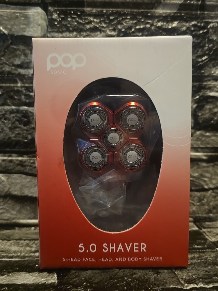 Pop Sonic 5.0 Shaver 5- Head Face Body RED LED Display 5-Head USB Cable NEW