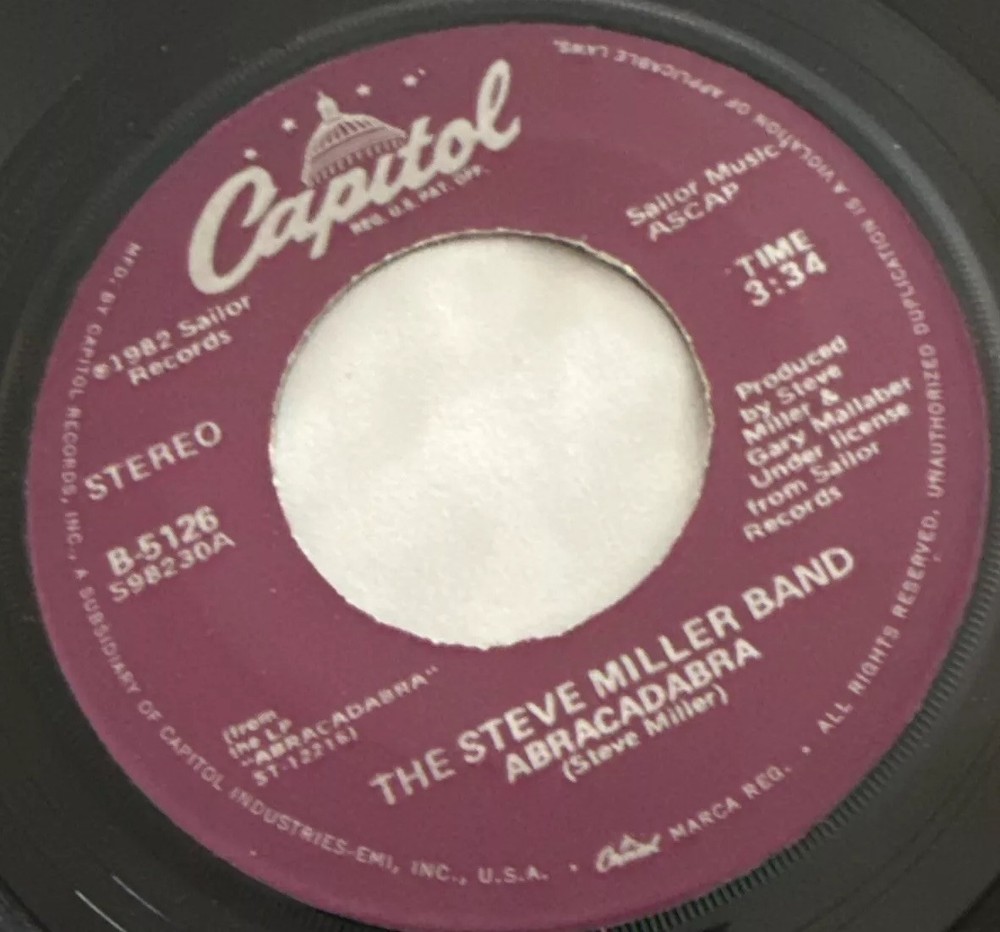 Vintage 1982 Steve Miller Band Abracadabra Vinyl 45rpm Record Capital Eminem Era-image