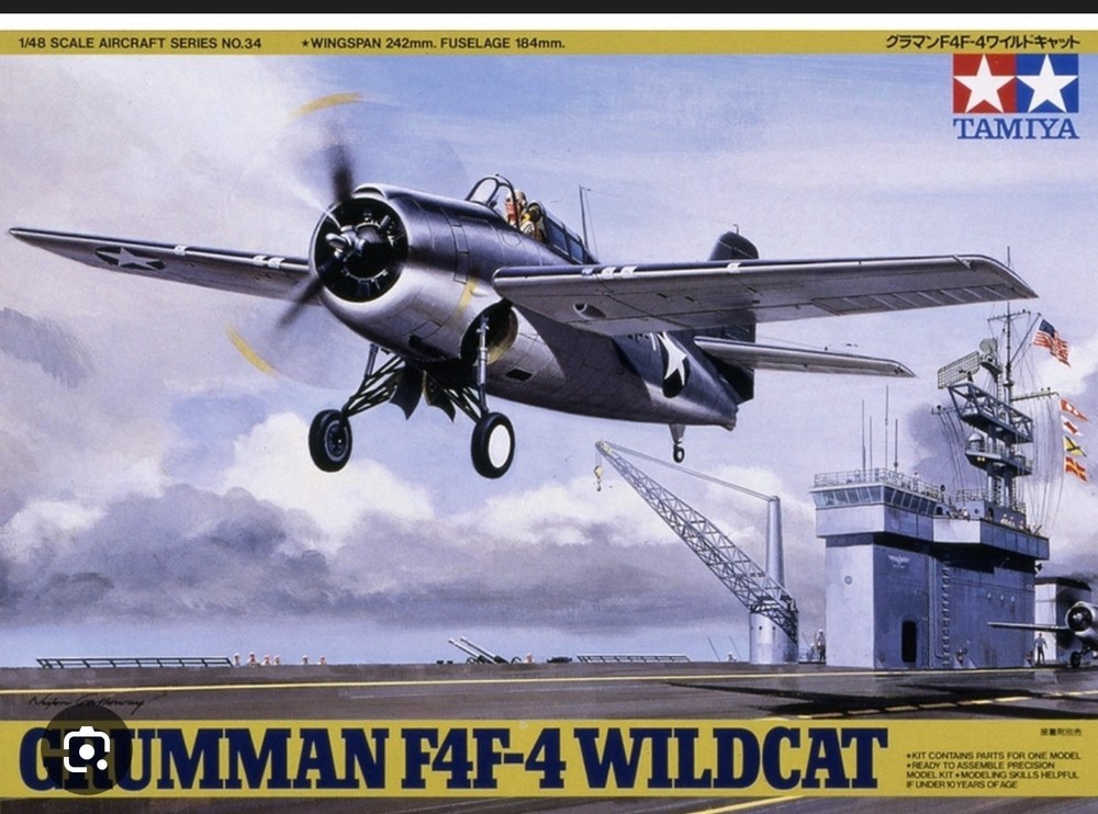 Tamiya 61034-1800 Grumman F4F-4 Wildcat 1/48 Scale Model Kit New Sealed