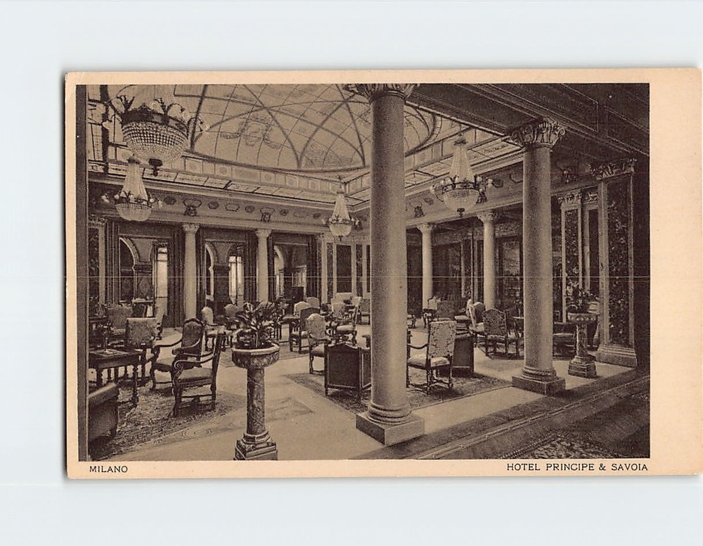 Postcard Interior Hotel Principe & Savoia Milan Italy