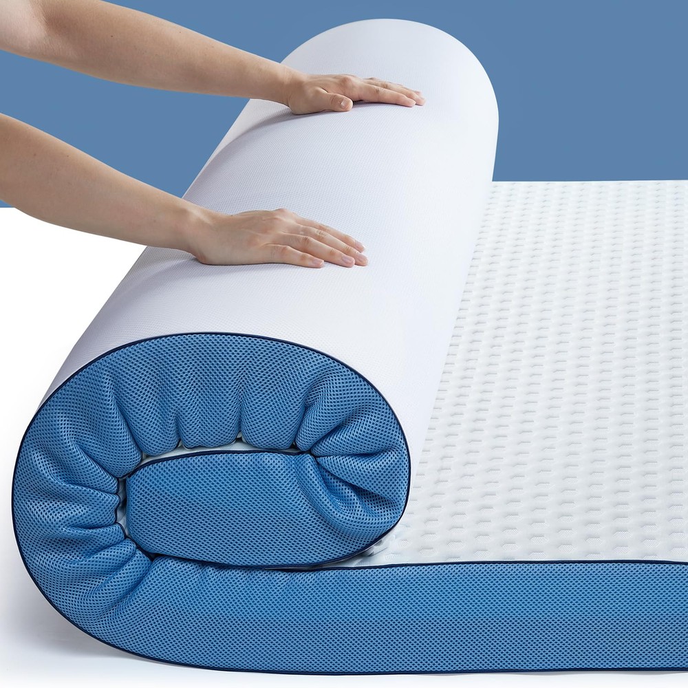 3 Inch Firm Mattress Topper Queen Size, Cooling Gel-Infused Memory Foam Bed T...