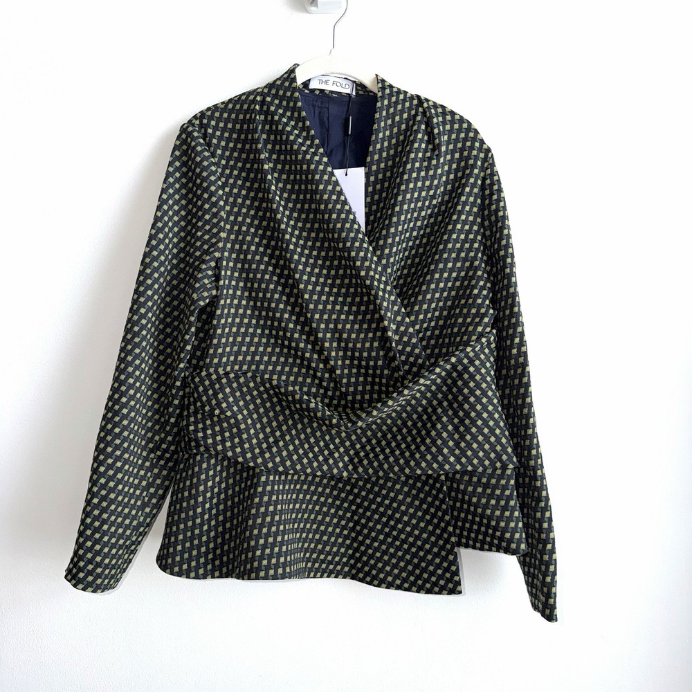 THE FOLD London Belleville Mid Sleeve Top Blouse NWT Size 12 US Green Career
