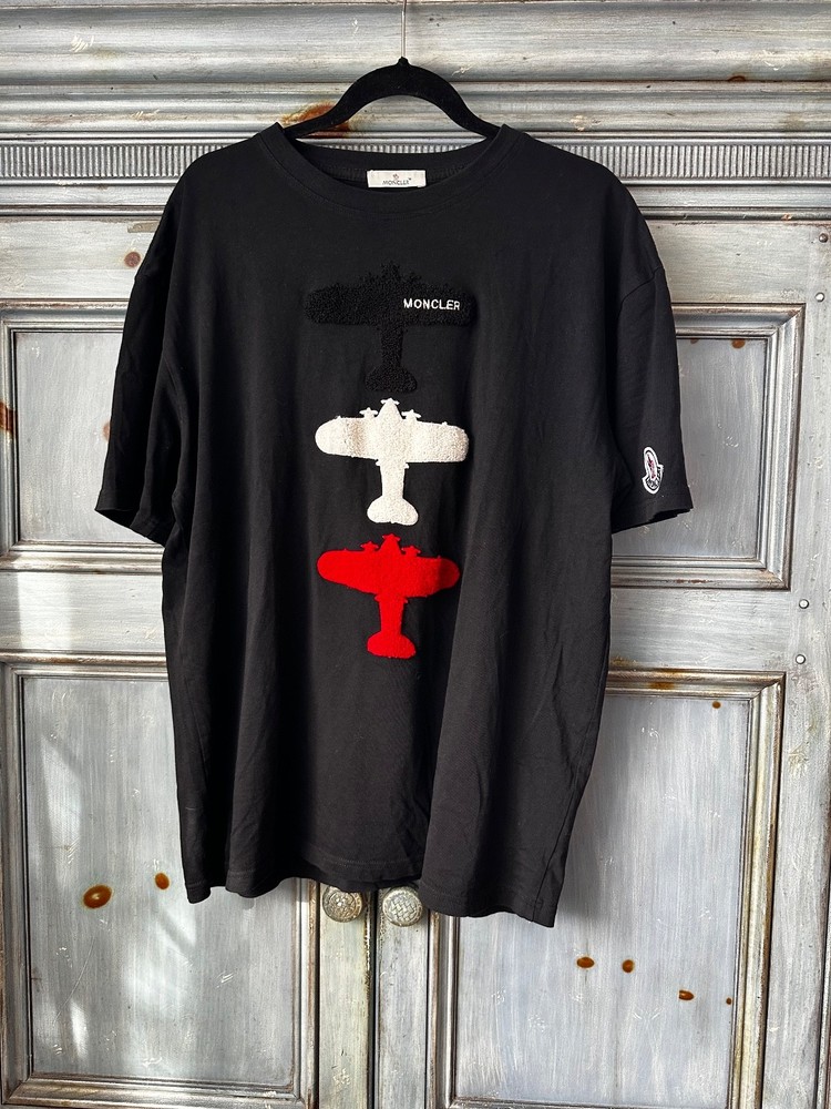 Moncler  Airplanes Black Tee Shirts Size XXL