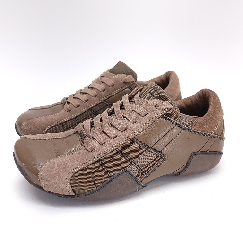 Diesel Auriga Mens Size 7 Vintage Leather Square Toe Sneakers Brown Y2K