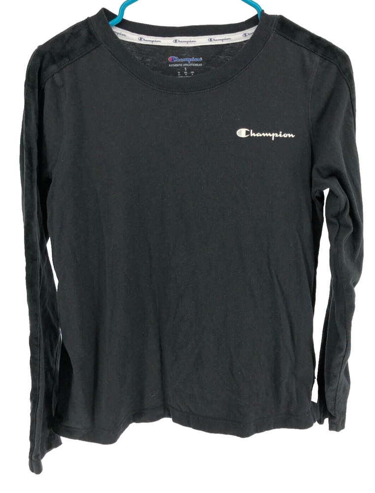 Men's Champion Black Long Sleeve T-Shirt Size Small