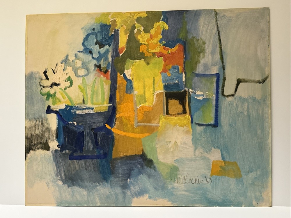 Mid Century Painting Modernist Abstract Expressionism Cubist Cubism STILL LIFE