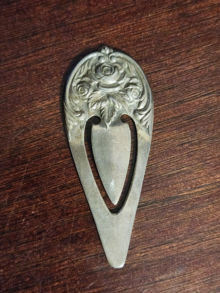 Vintage Signed Kirk & Son Floral Rose Repousse Sterling Bookmark Old Estate