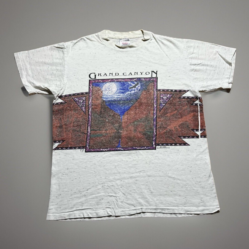 Vintage 90s Thrashed Faded Grand Canyon Wrap Around Lightning Shirt Size Medium