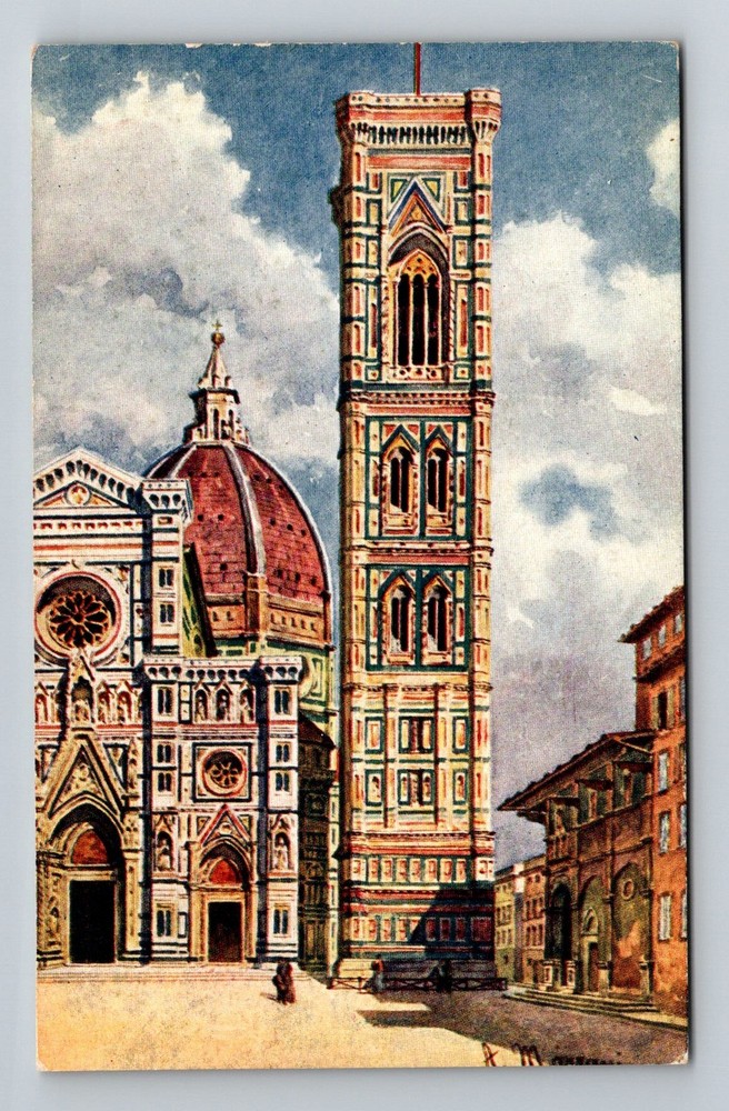 Italy- Florence The Cathedral Standard Souvenir Old Post View Vintage Postcard