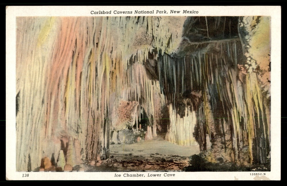 Vtg POSTCARD Ice Chamber Carlsbad Caverns National Park New Mexico UNP