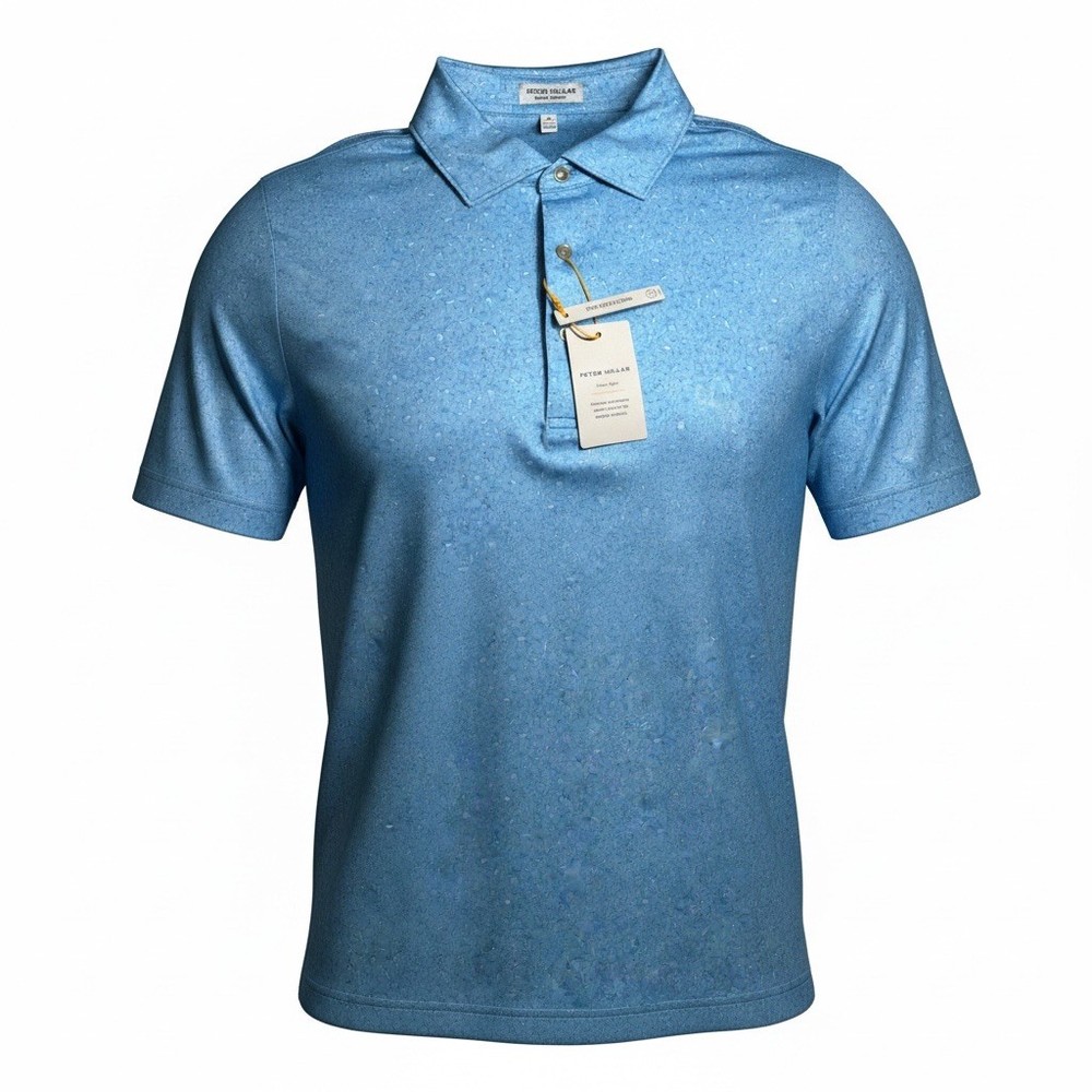 NEW Peter Millar CS Men’s Large Polo Blue Sky Map Performance Jersey Polo NWT