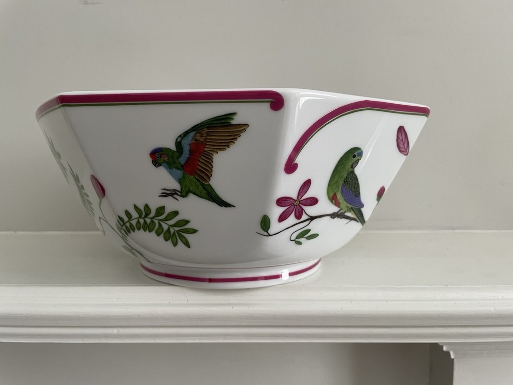 Lynn Chase Parrots of Paradise Octagonal Vegetable Bowl, 10 1/2
