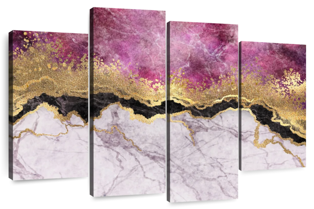 Pink And Gold Abstract Wall Art