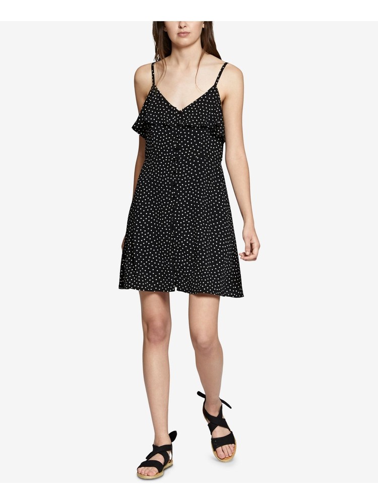 SANCTUARY Womens Black Spaghetti Strap V Neck Above The Knee Sheath Dress XS
