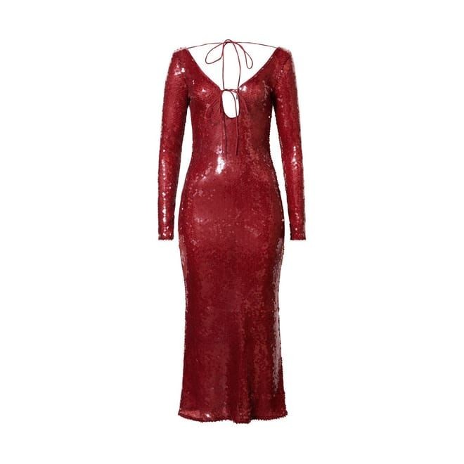 Bardot Red Sequinned Strappy Open Back Midi Dress BNWT UK 8