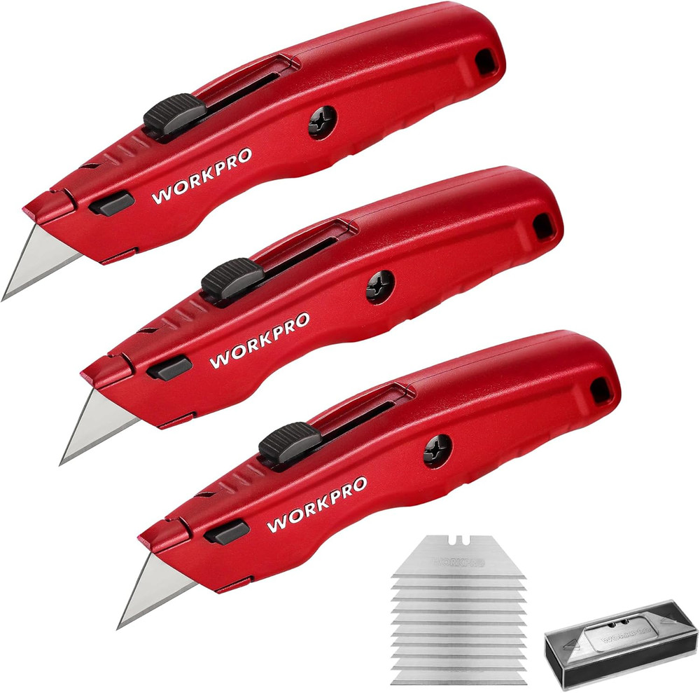 Premium Utility Knife, Retractable All Metal Heavy Duty Box Cutter, Quick Change