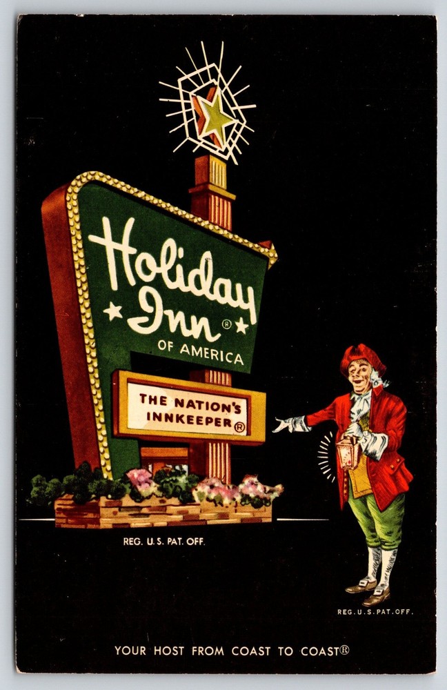 Roadside~Wilson North Carolina~Holiday Inn~Nations Innkeeper~Sign~1950s Postcard
