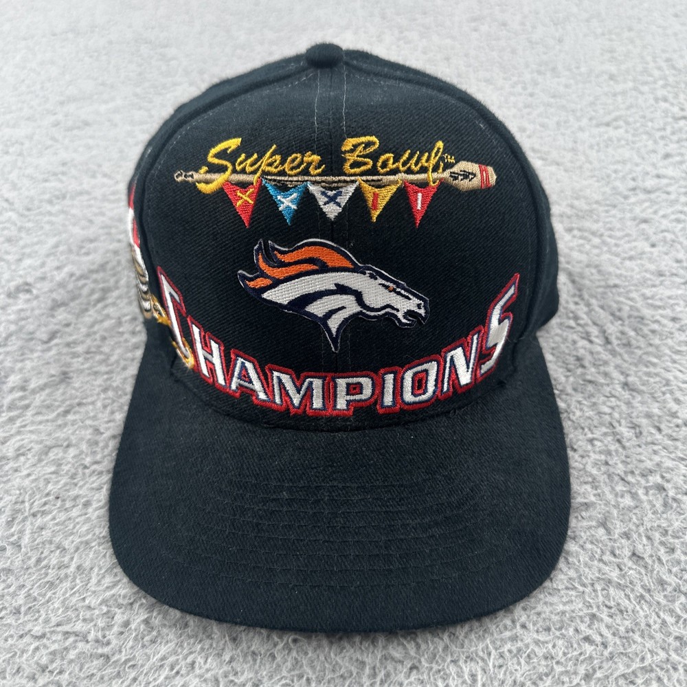 Vtg NFL Super Bowl XXXII 1998 Champions Broncos Black Snapback Hat