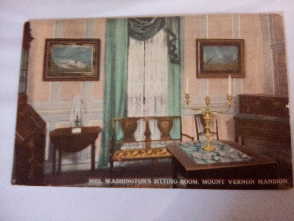 Mrs. Washington's Sitting Room Mount Vernon Mansion Vintage Postcard