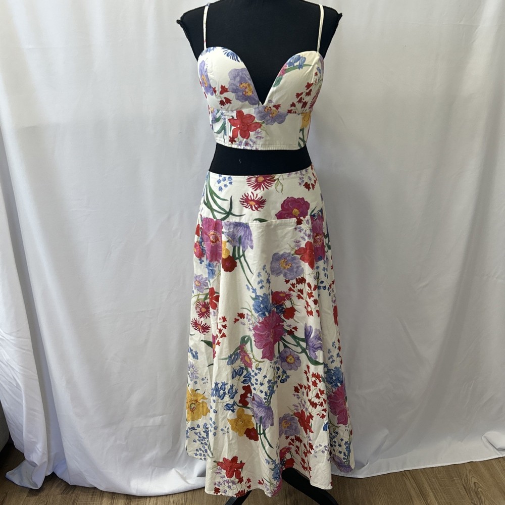 Fashion Nova Women's In Full Bloom Midi Skirt Set Size Extra Large