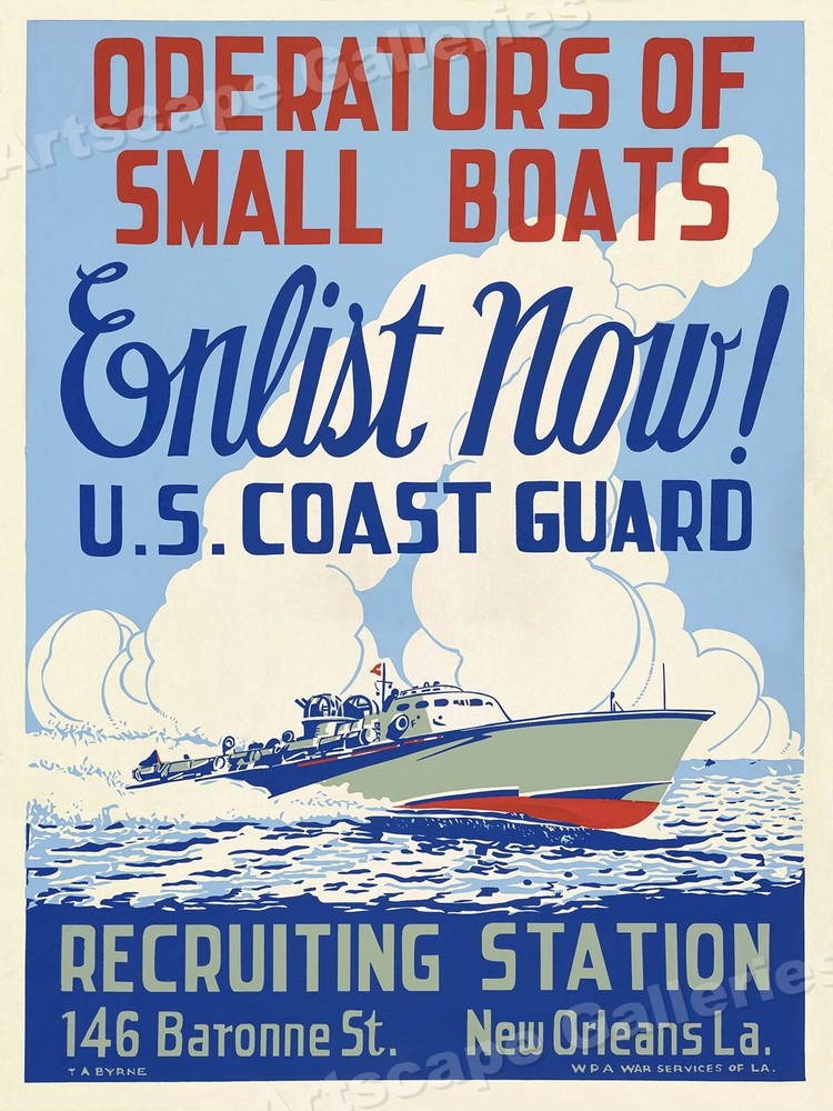WW2 US Coast Guard Recruiting Poster 18x24 Home Front Enlistment