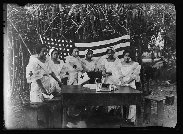 Photo:1910s African American Red Cross Nurses American Flag Group Portrait