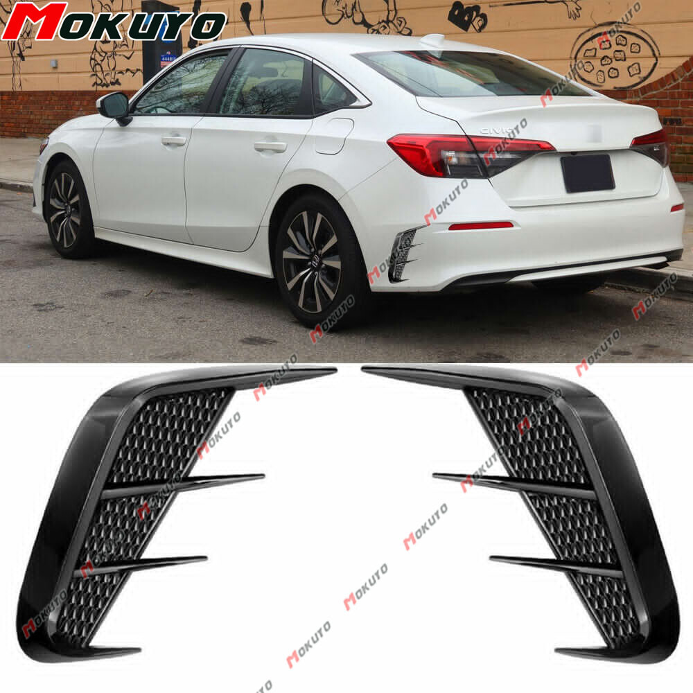 2X Gloss Black Soft Rear Bumper Sport Side Wing Member Vent Cover Trim Universal