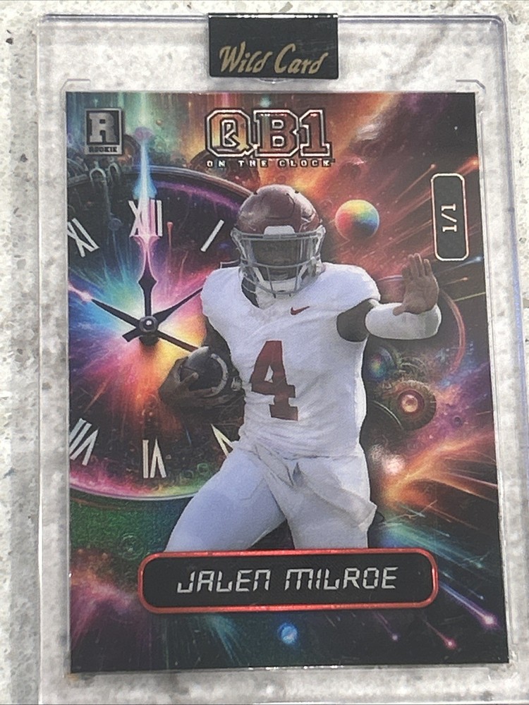 🔥 Jalen Milroe 1/1 Rookie Card, 2024 QB1 On The Clock Wild Card