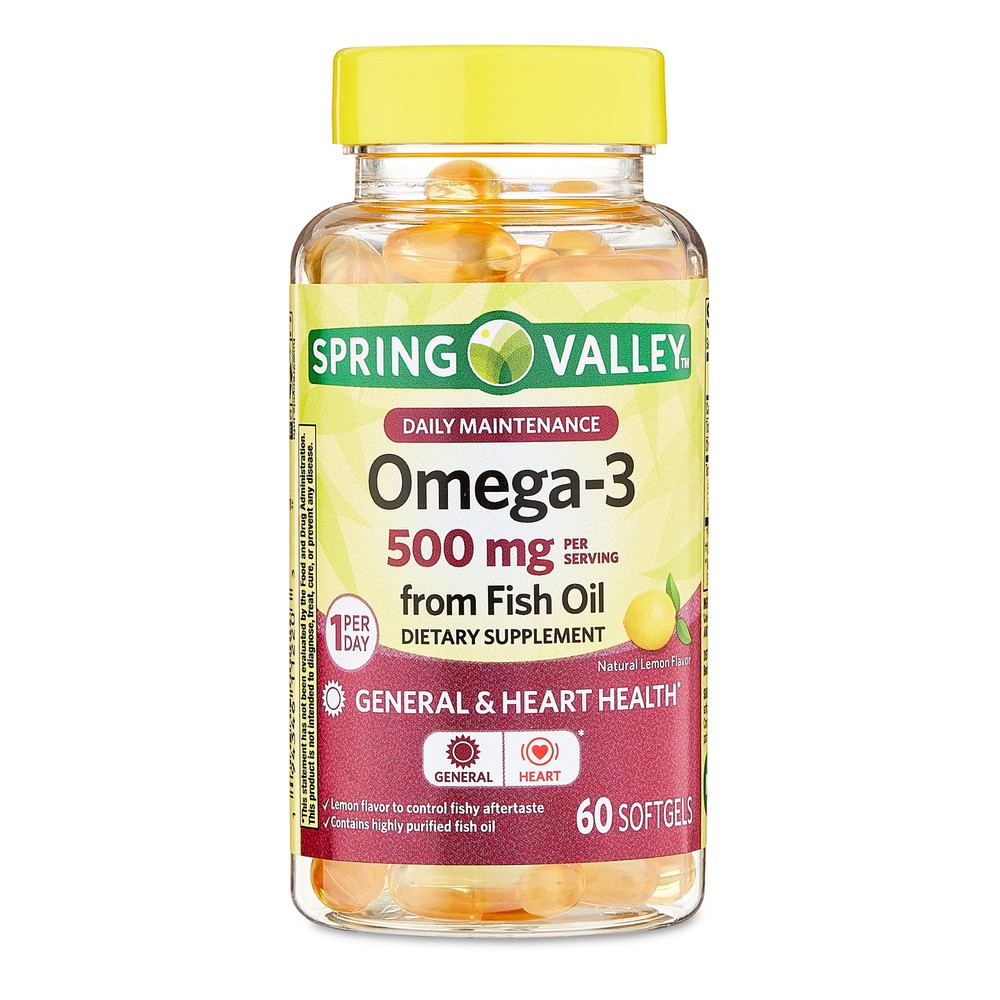 Fish Oil Omega-3 500mg Softgels for Heart & General Health Support