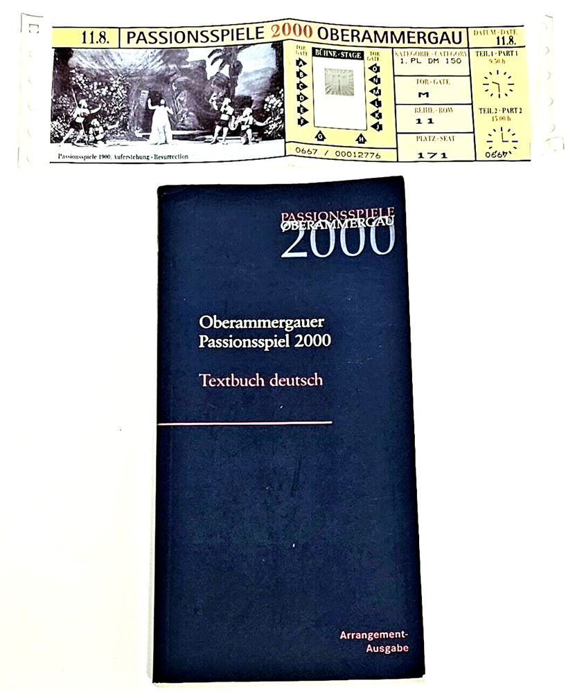 The Passion Play 2000 OBERAMMERGAU Ticket + 2-Textbooks in 1 English & German