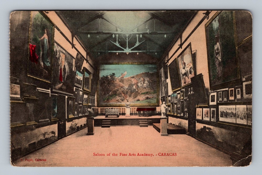 Venezuela- Caracas Saloon Of The Fine Arts Academy Old Postal Vintage Postcard