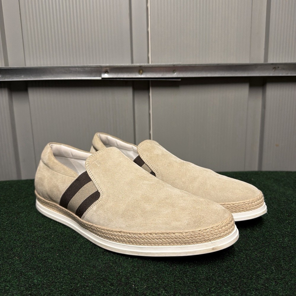 Tod’s Men’s Beige Suede Slip-On Loafers Espadrilles. Size 9.5