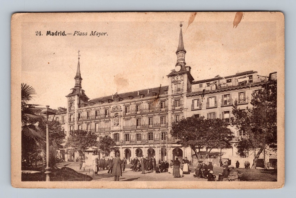 Spain- Madrid Plaza Mayor Standard Souvenir Postal Old View PC Vintage Postcard