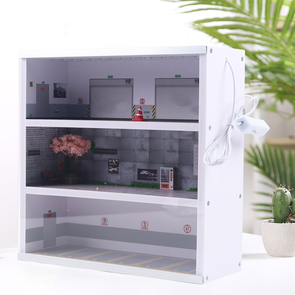 1:64 Parking Lot Display LED Lighting Car Garage Diorama Connector Scene Model