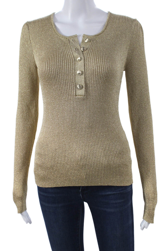Generation Love Womens Basic Henley Long Sleeve Gold Polyester T-Shirt Size SFree Shipping in US $100+ Orders | $6.95 Orders Below
