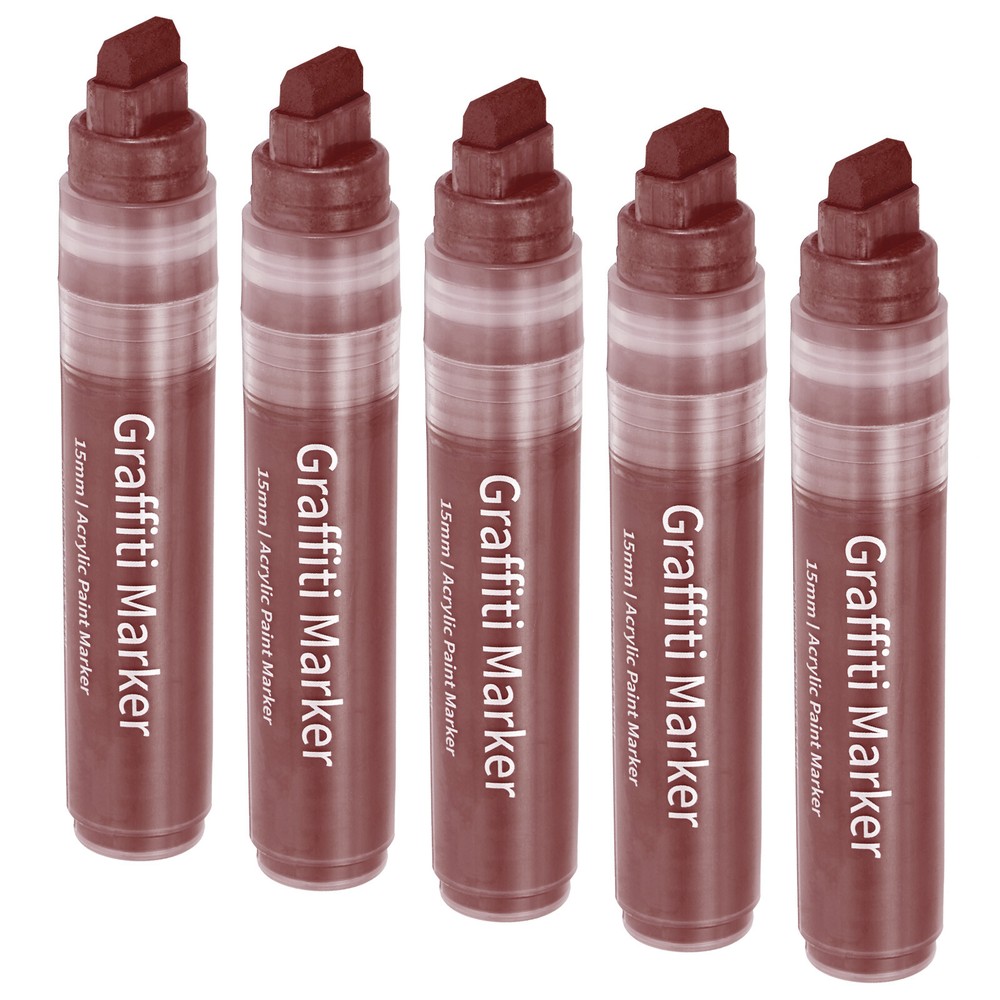 5 Pcs Graffiti Markers, 15mm Brown Poster Markers Thick Acrylic Paint Pen