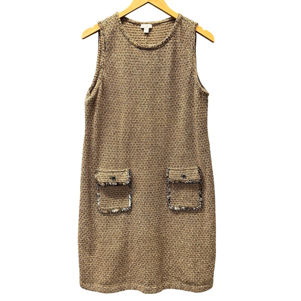 J Jill Dress Womens Petite Medium Mp Tweed Jumper Butterscotch Pullover Knit
