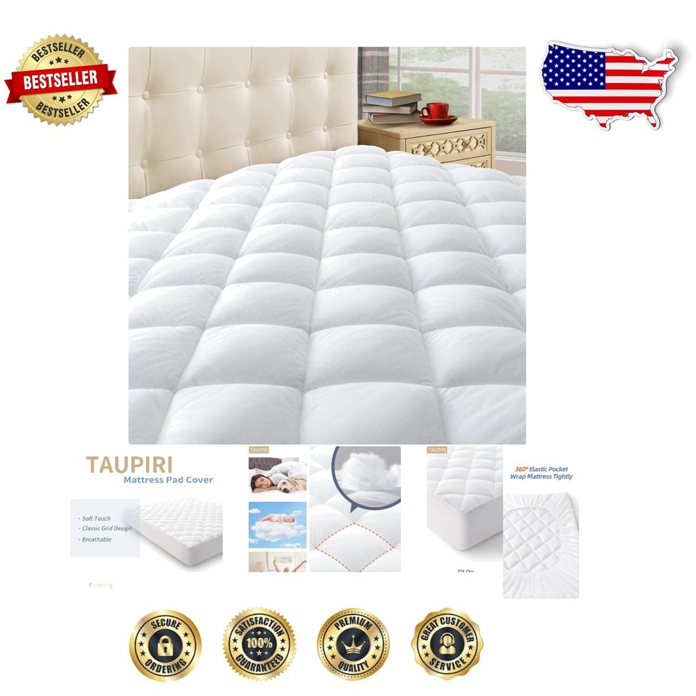 Luxurious California King Quilted Mattress Cover with Cooling Microfiber Design