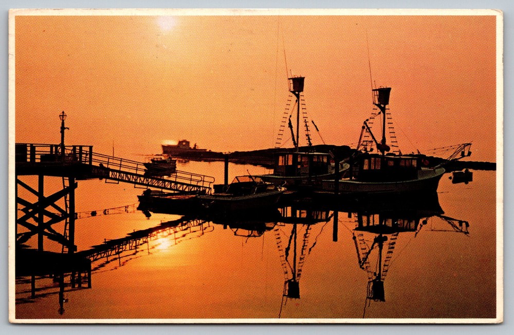 Postcard Fishing Boats At Sunrise Along The Maine Coast F1