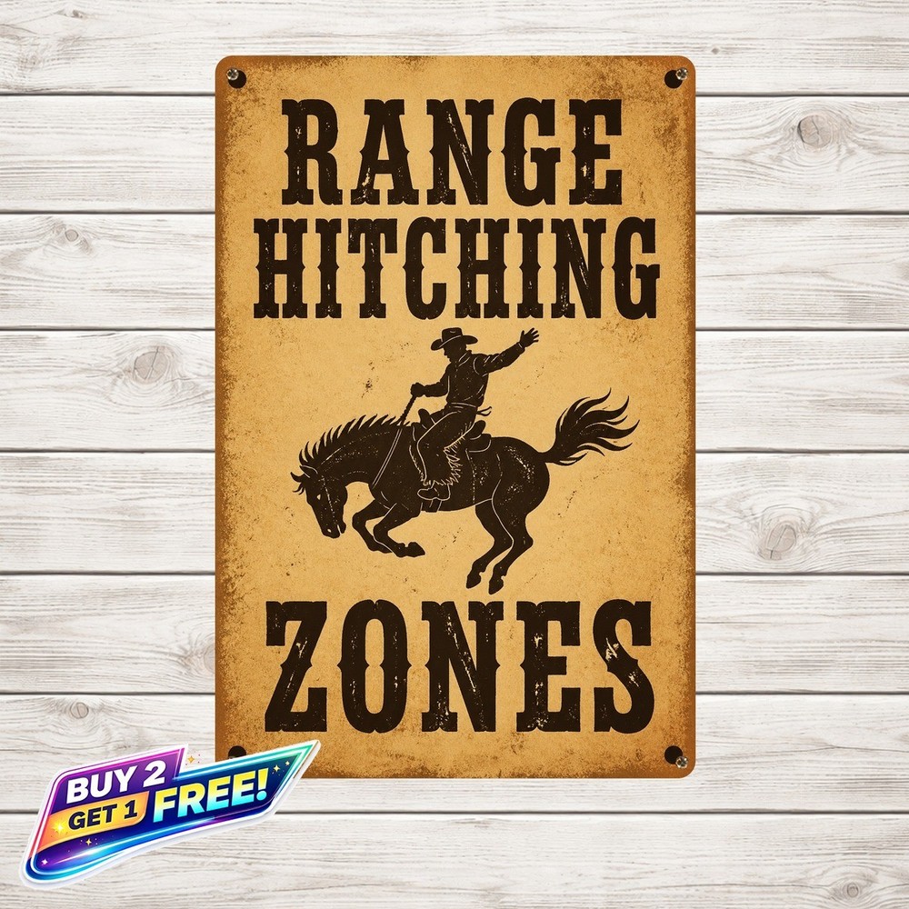 Cowboy Parking Only Tin Metal Sign Vintage Western Garage Decor