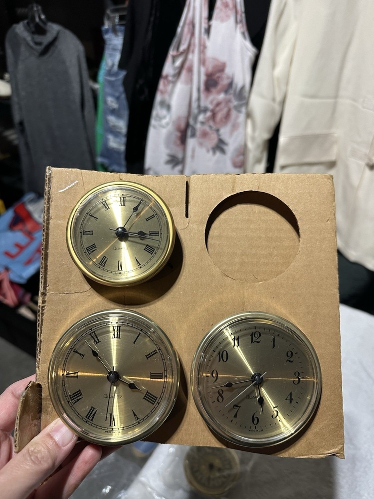Set Of 3 quartz clock inserts, typically used for DIY projects, crafts,