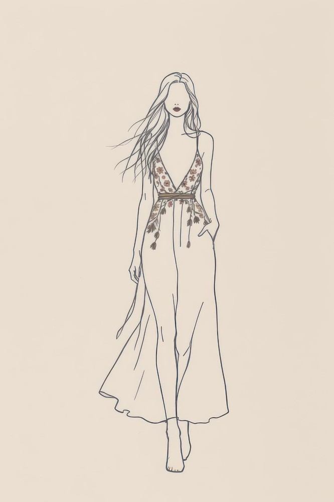 Minimalist Boho Woman Silhouette Line Art Wall Decor