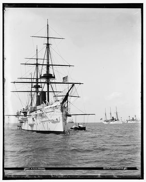 Photo:U.S.S. Chicago Battleship at Sea 1890s
