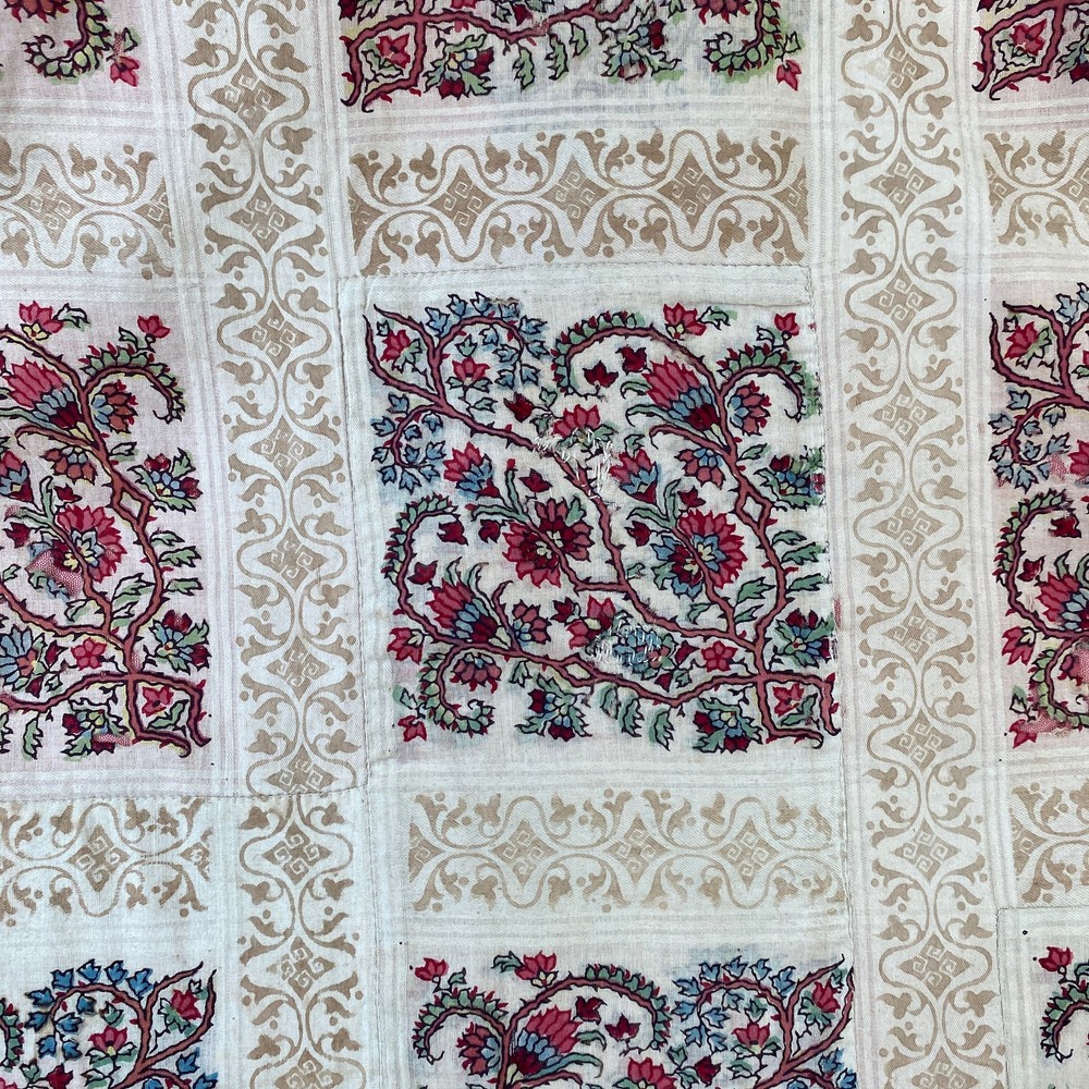 Antique Bed Curtain Drape French textile