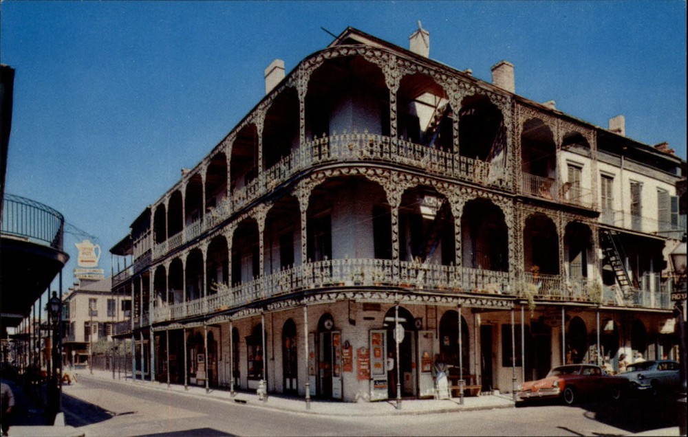 New Orleans Louisiana iron lace balconies Royal Street unused vintage postcard